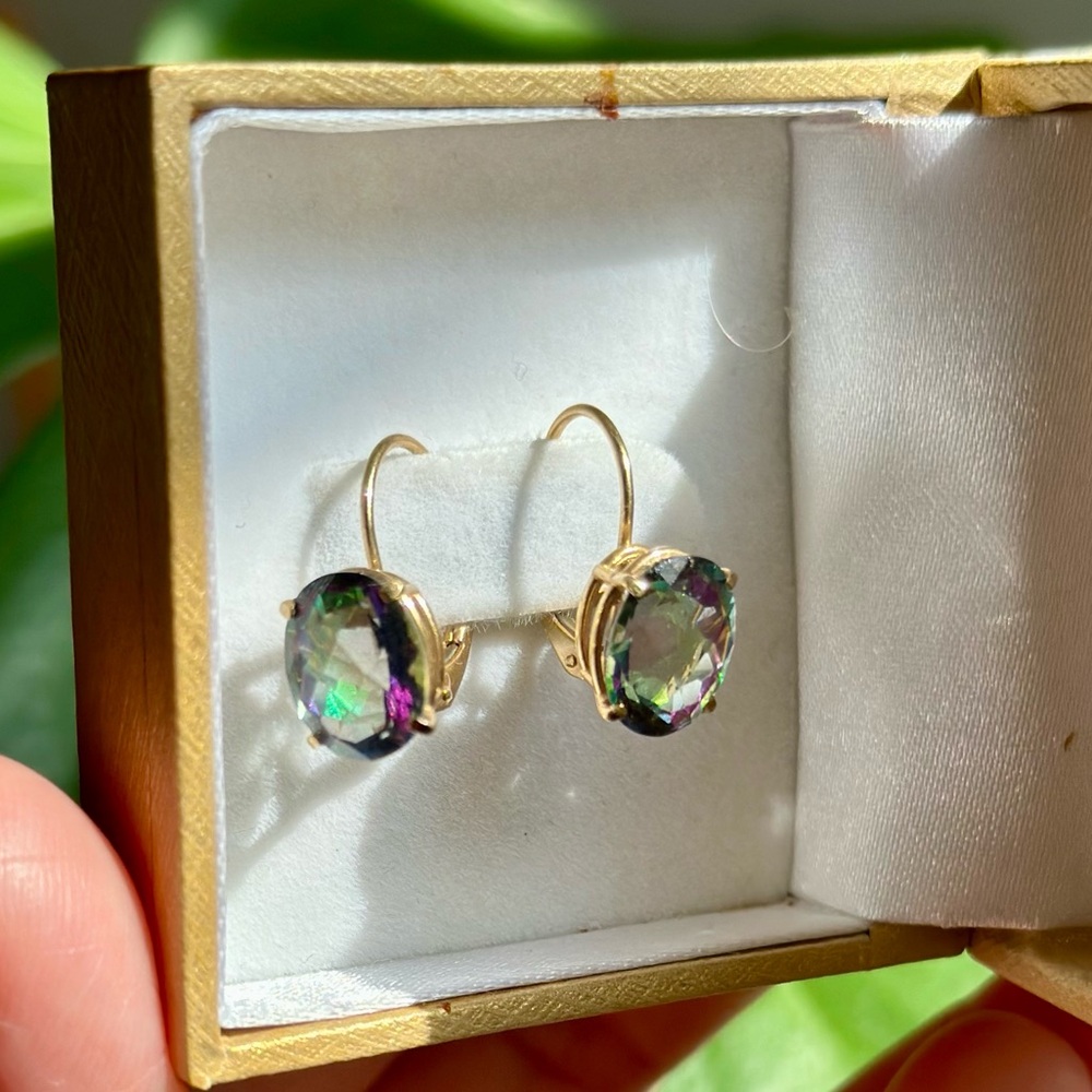14k Mystic Fire Topaz earrings